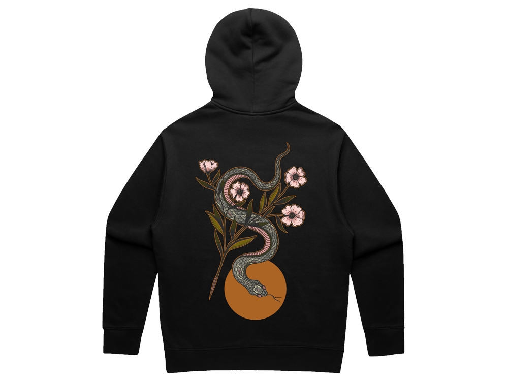 Snake Print Zip Hoodie Black