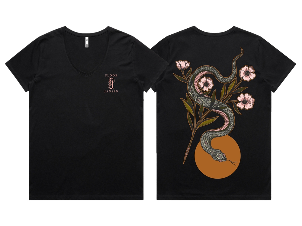 Snake Print Ladies T-Shirt Black