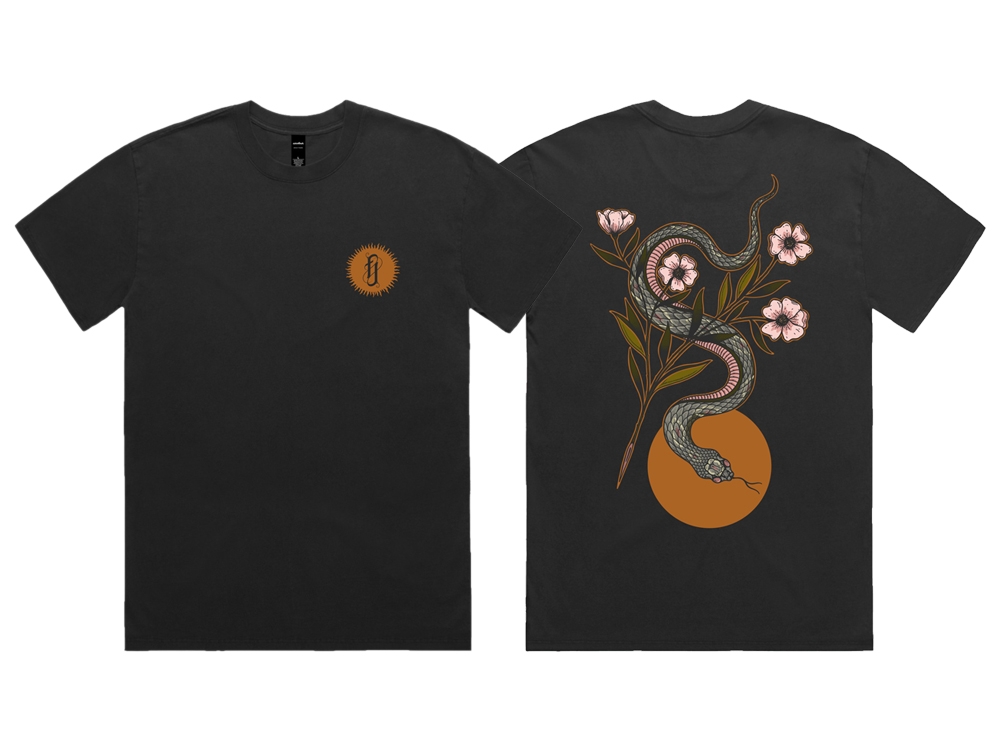 Snake Print T-Shirt Faded Black